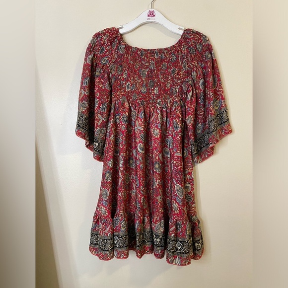 Kasturi Vintage Silk Floral Bohemian Mini Flowy Dress - Picture 1 of 10